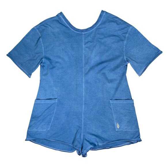 NWOT Free People Hot Shot Tee Romper Custom Dyed Dusty Blue Size XS/TP NEW! - Picture 3 of 10